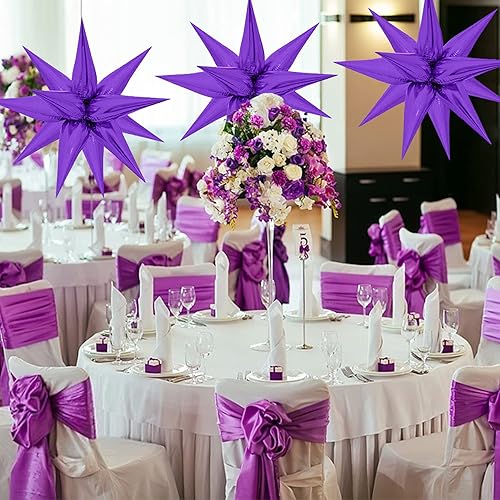 Vista 35 de ZAKVOOR 60 globos con forma de estrella, 12 puntas de aluminio, decoración de fiesta, globos para Navidad, Año Nuevo, graduación, cumpleaños (dorado)