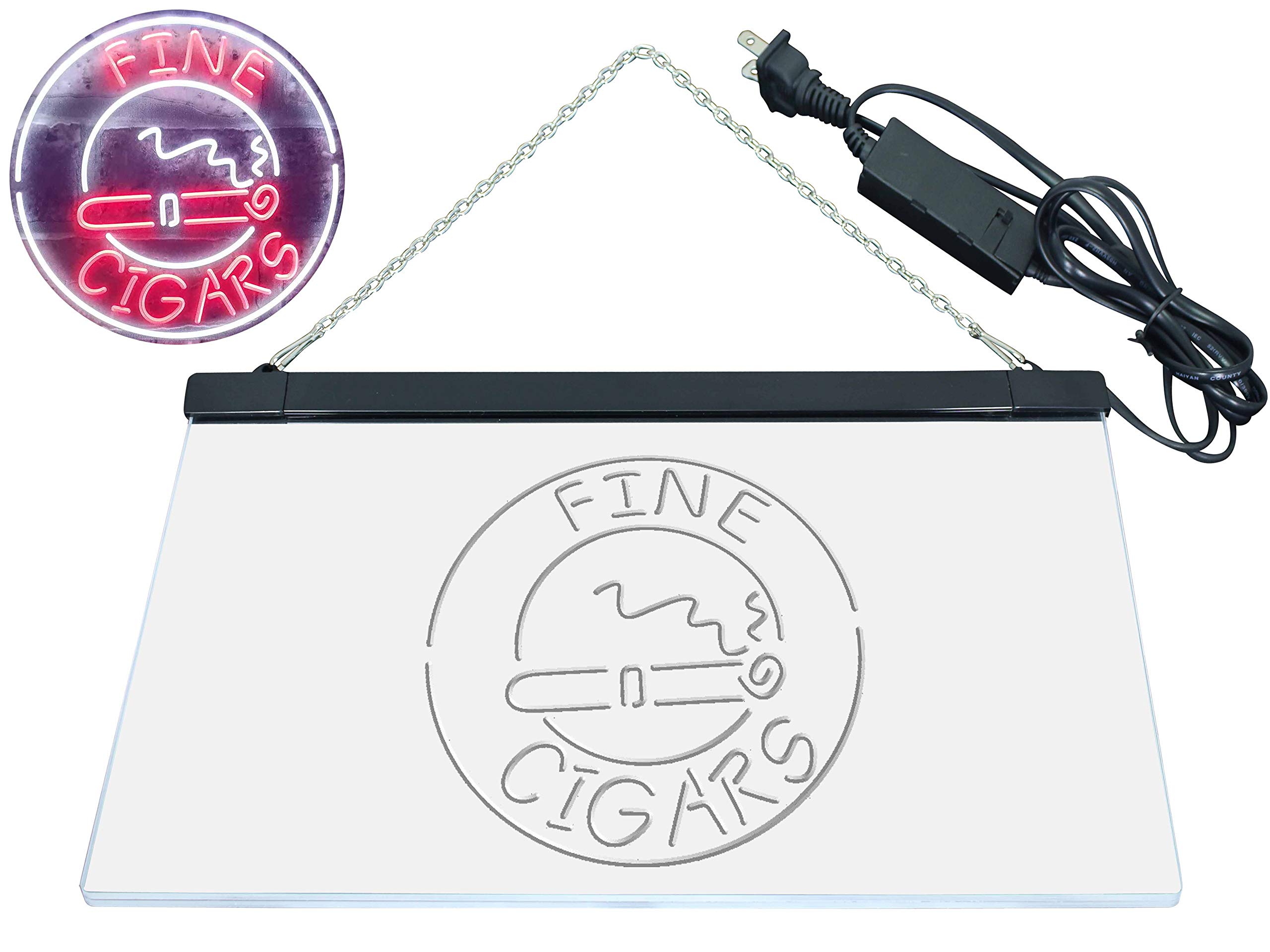 Fine Cigars VIP Room Dual Color LED Enseigne Lumineuse Neon Sign Blanc et rouge 600 x 400mm st6s64-i3292-wr