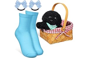 5 Pcs Halloween Women Costume Includes Toto Stuffed Dog Blue Socks