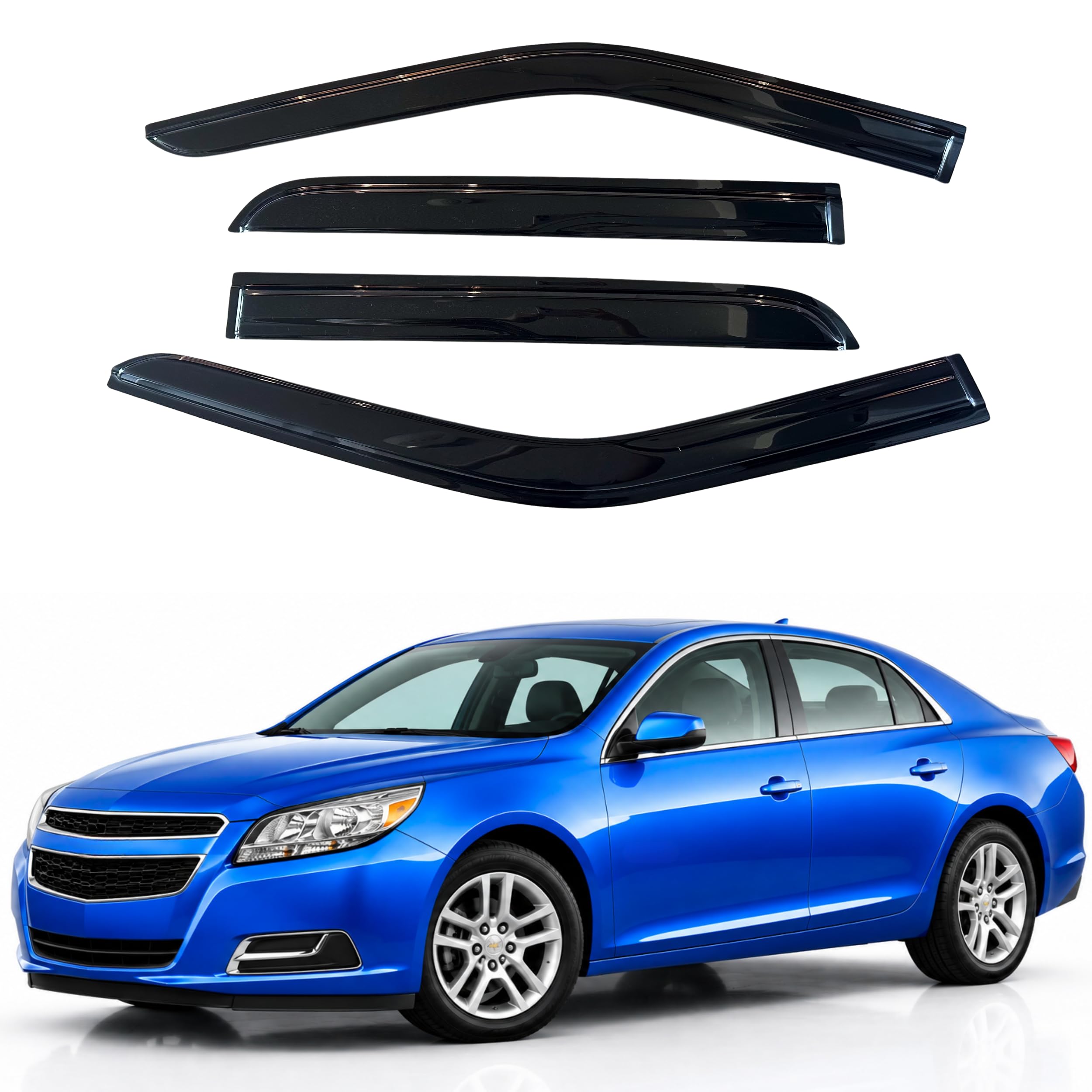 IG Window Visors Fit for 2013-2015 Chevrolet/Chevy Malibu, Out-Channel Rain Guards Vent Wind Deflectors 4PC, Car Accessories for 2016 Malibu Limited