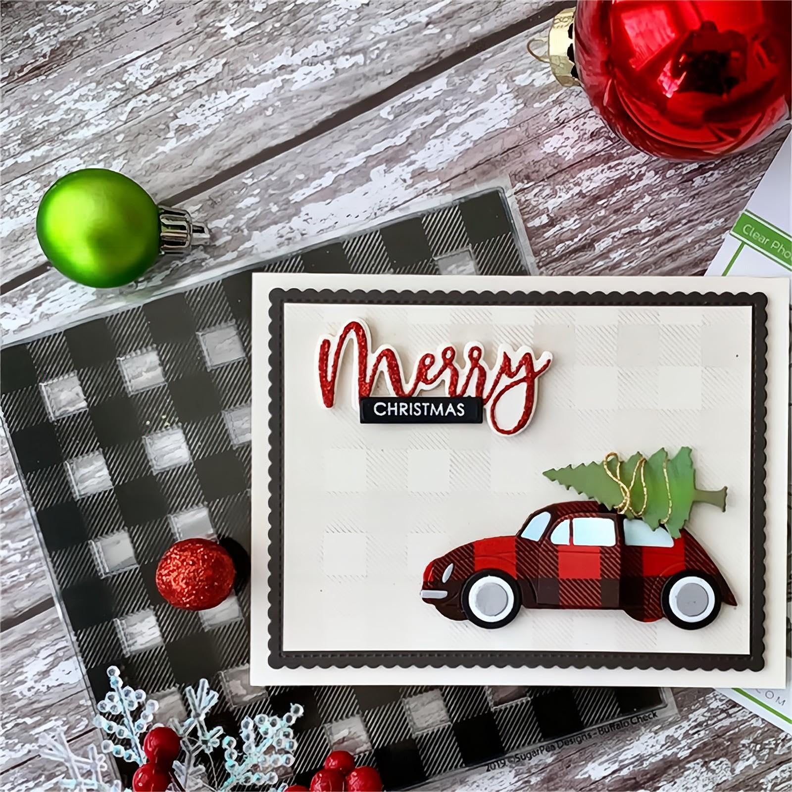 Christmas Tree Car Wheel Die Cuts - Xmas Scrapbooking Dies For Card Making & Paper Crafts