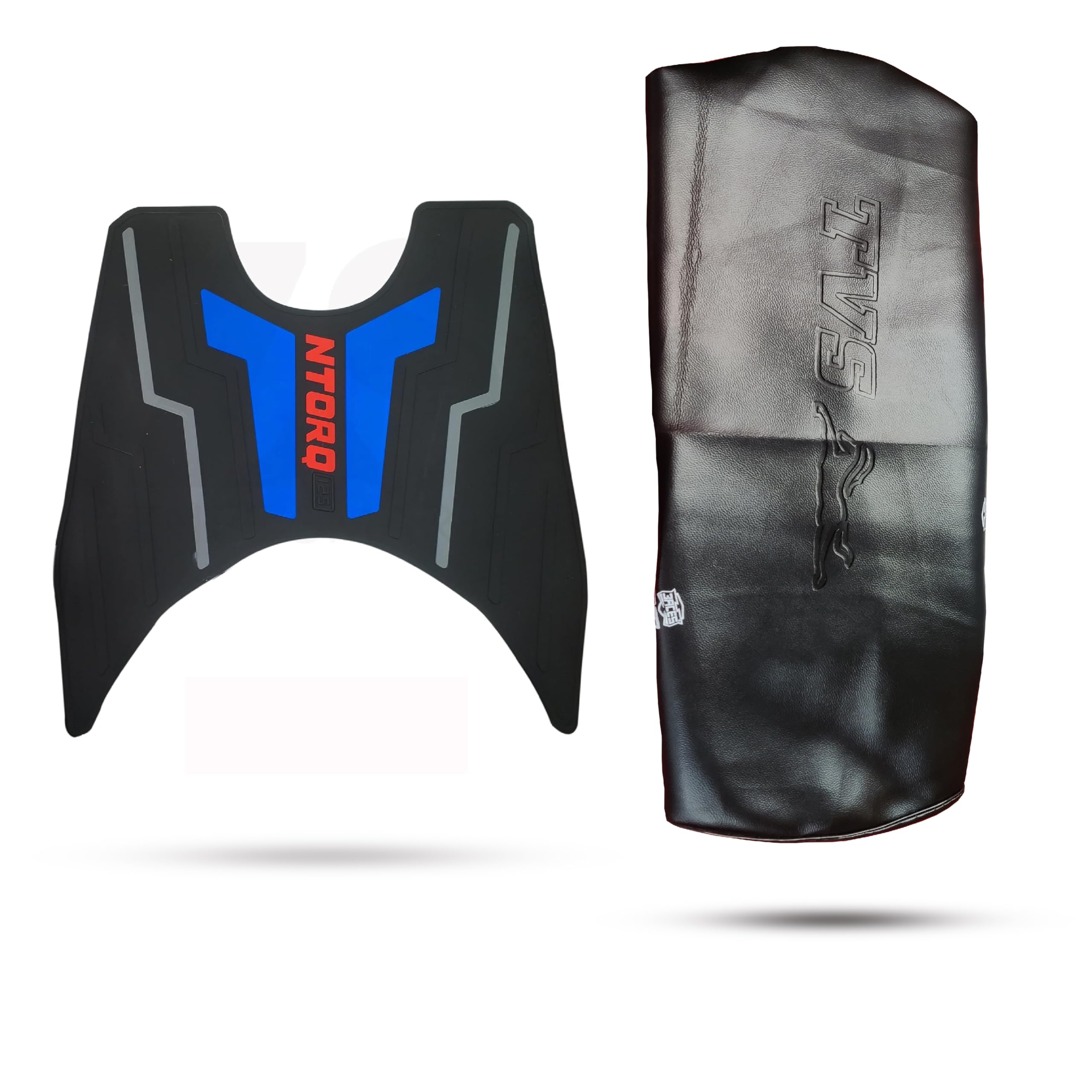 R.J.VON - Black Ntorq seat Cover with 3D Foot Mat Blue for TVS Ntorq 125-image-47