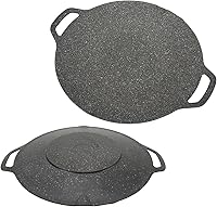 Vista 1 de Keenso Korean BBQ Grill Pan, Round Griddle, Non Stick 6 Layer Coating, Black
