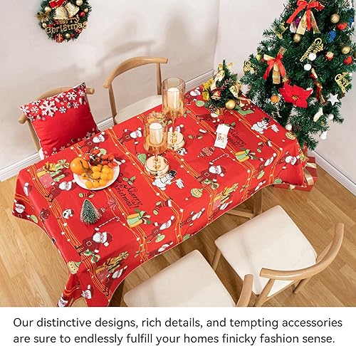 Vista 136 de Mantel rectangular de vinilo de 52 x 70 pulgadas con reverso de franela, mantel para el día de San Valentín, mantel de hule 100% impermeable Azul