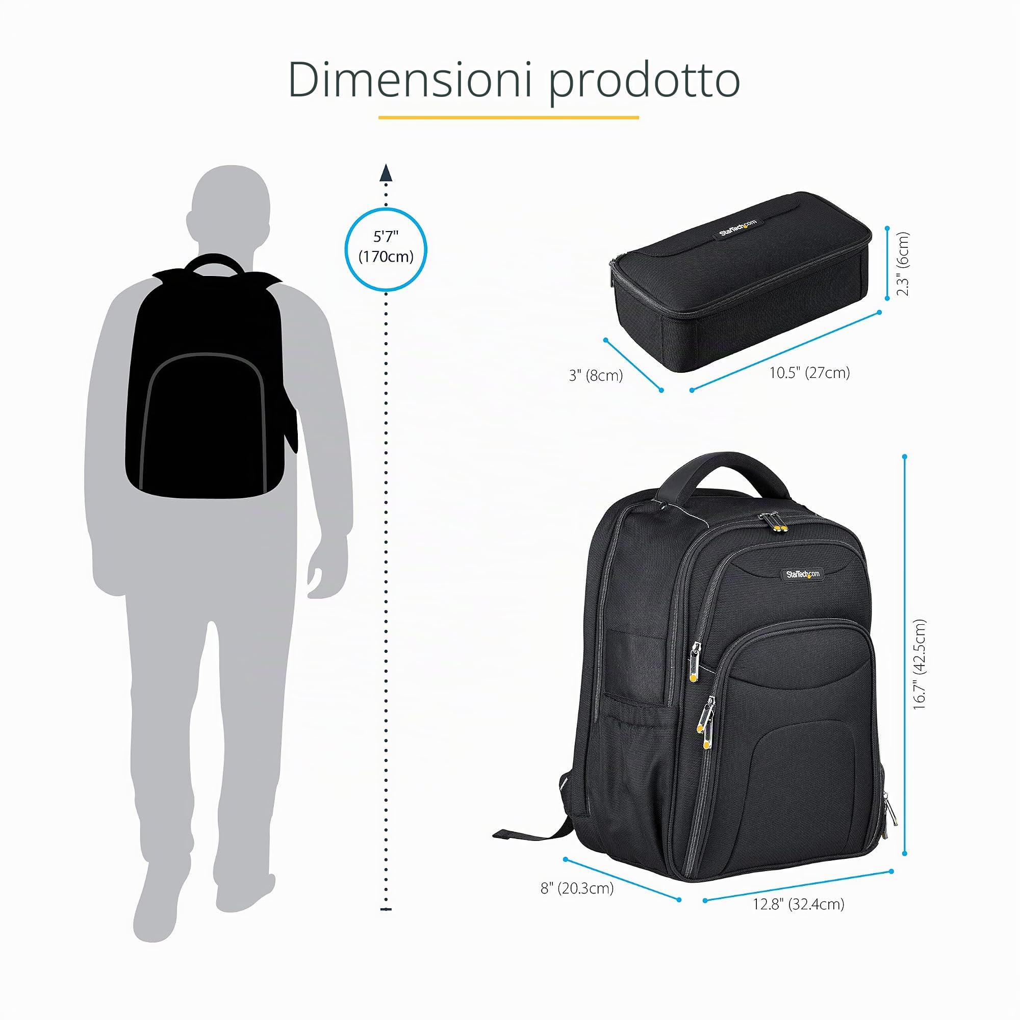 StarTech.com Zaino per laptop con custodia rimovibile per accessori