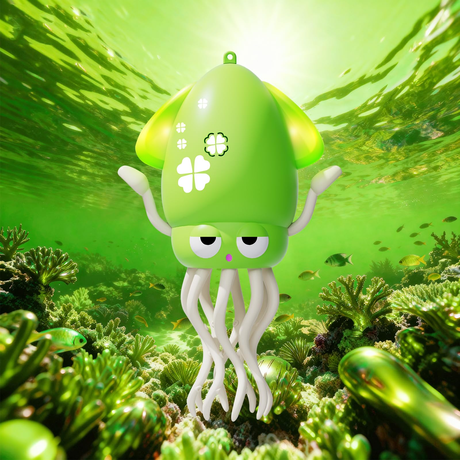 KJIXYUNG Polpo Giocattolo Danzante e strisciante con luci LED e Musica - Giocattolo interattivo Musicale oscillante Automatico - Regalo di Compleanno Divertente (Verde)