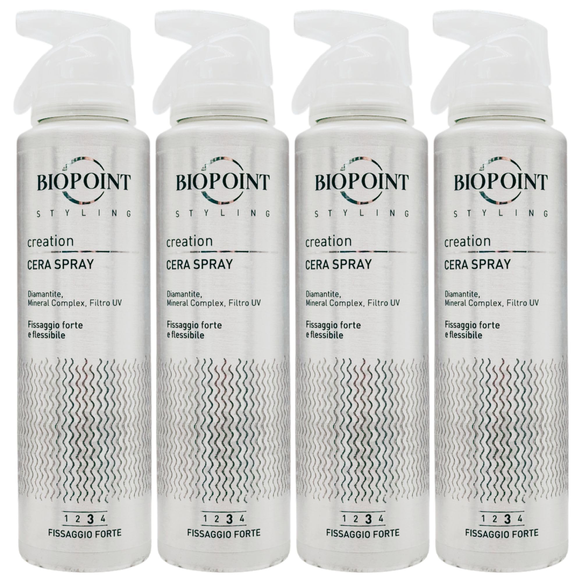 CERA SPRAY Creation Modellante, Fissaggio Forte e Flessibile. Speciale Formulazione Con Mineral Complex Che Dona Sostegno Prolungato, Arricchito Con Diamantite e Filtro UV 150ml (4 Spray)
