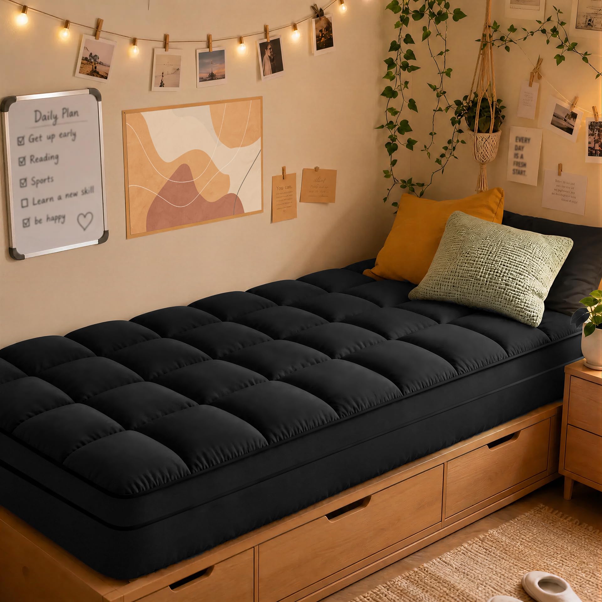 Kayfia TwinXL Mattress Topper, Thick Mattress Pad for Dorm Apartment Use