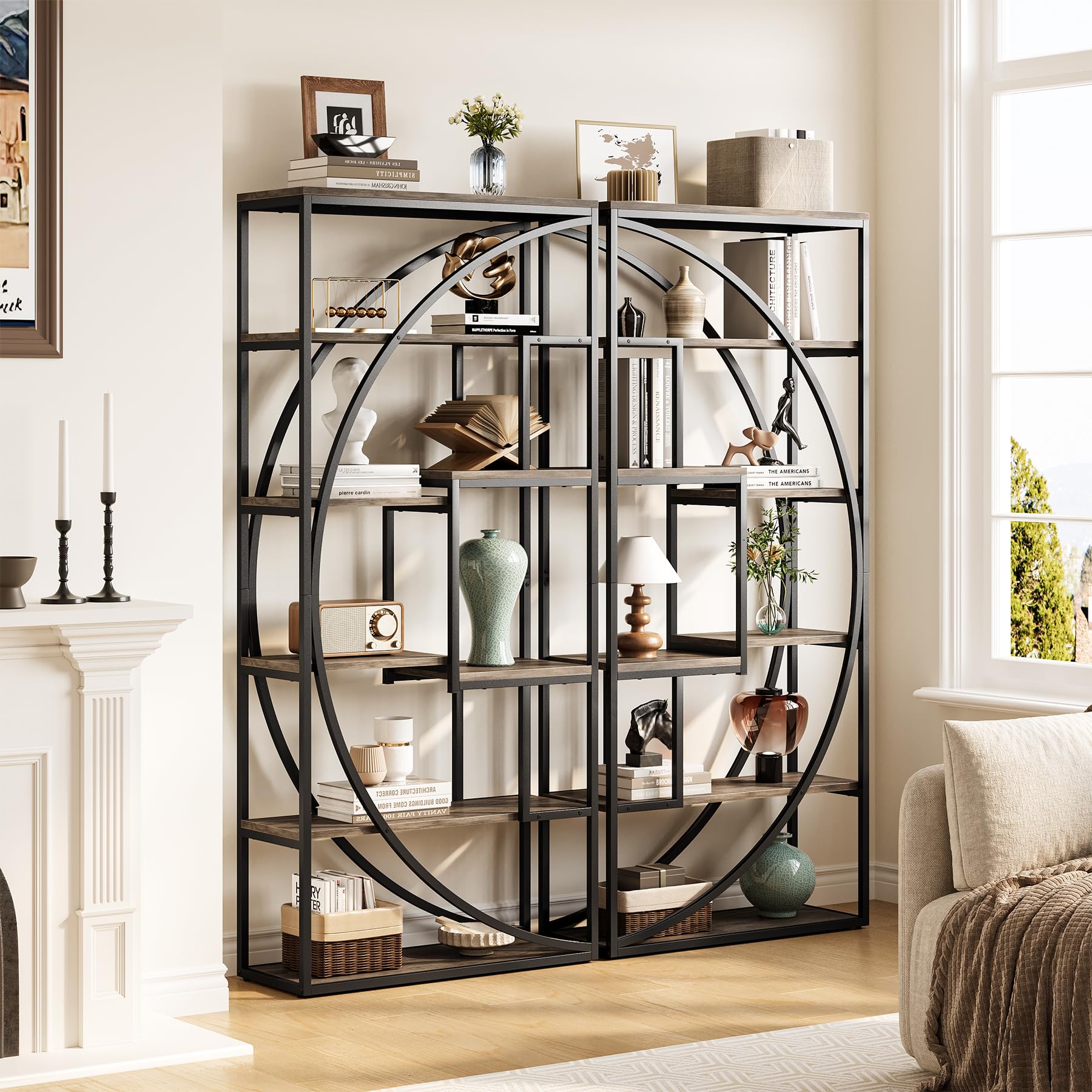 metall regal aufbewahrung LITTLE TREE 180 cm Bücherregal, Industrielles Regal, 6-étagiges Hohes Bücherregal, Ausstellungsregal zur für Wohnzimmer & Büro, Color:Red Wieviele Basilikum🌿töpfchen kaufst du Sandsack