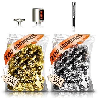 HAPDEN 1/2 Eyelet Kit Accessory, Eyelet Punching Kit with 200 Eyelets and 12mm Die Heads