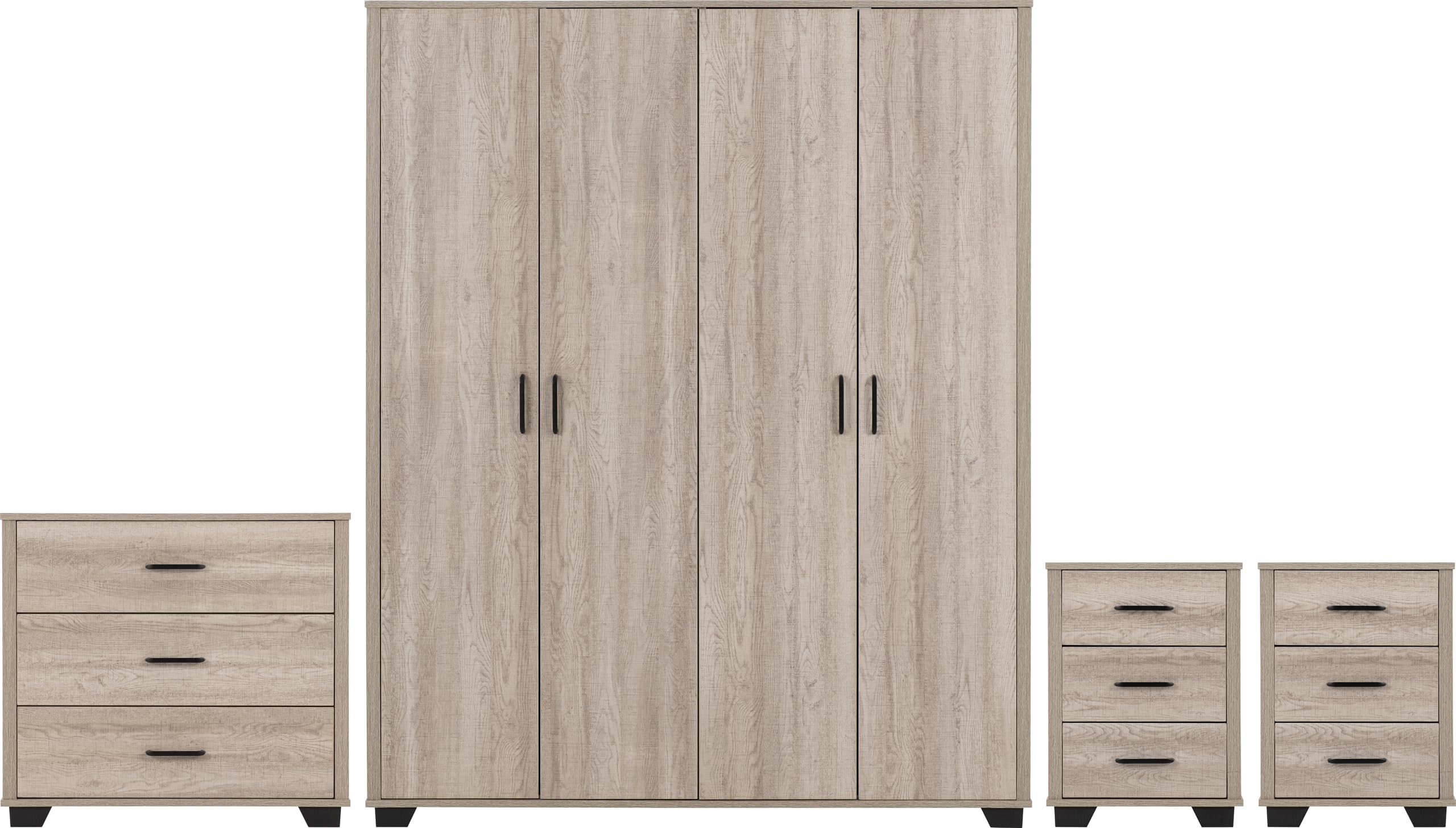 Seconique Oliver Light Oak 4 Piece Large Bedroom Furniture Package