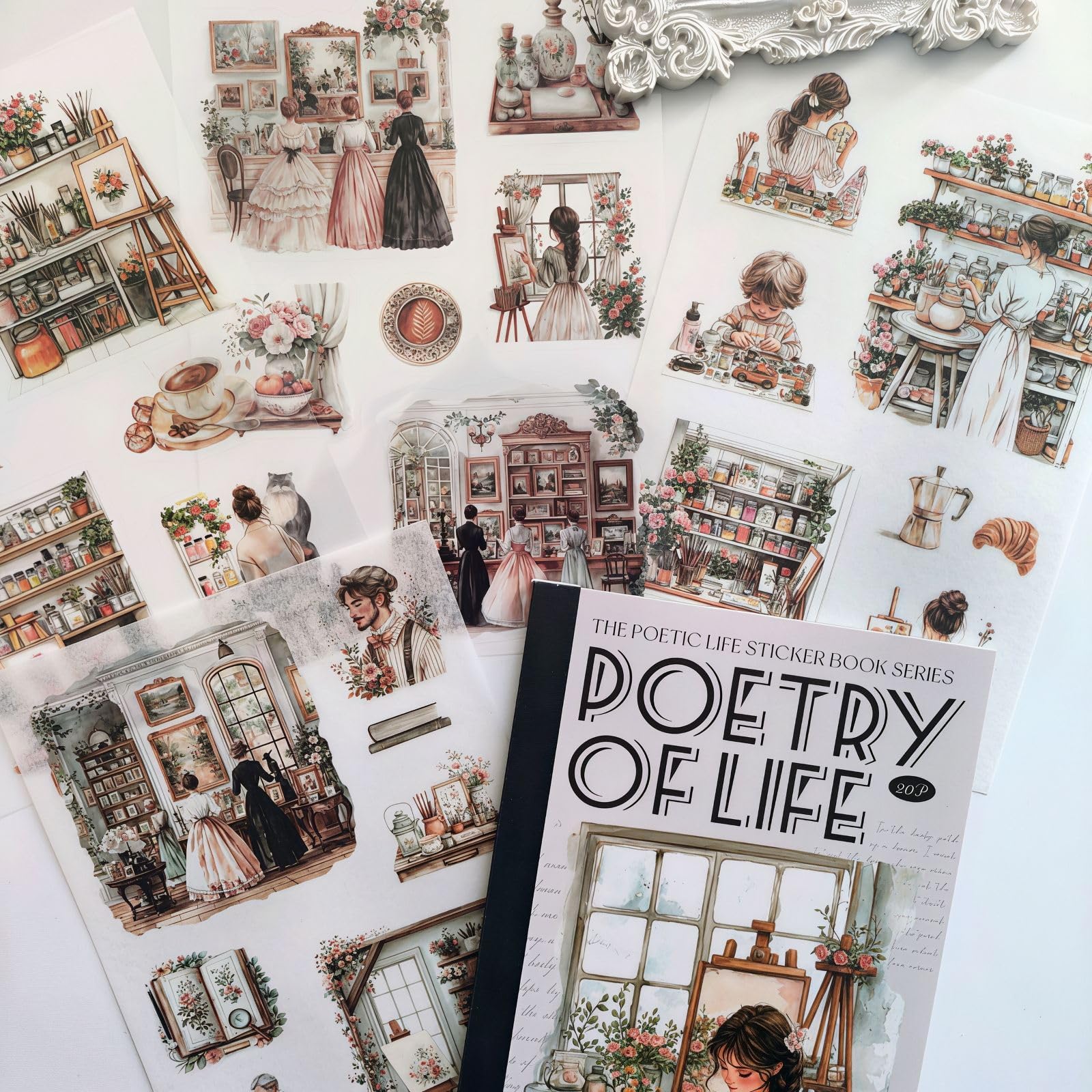 Arpaper 20 Blätter Scrapbook Stickers,Journaling Sticker Für Scrapbooking Supplies,Art Malerei Theme Geeignet Für Bullet Journal,Fotoalbum,Computer(Art Gallery)