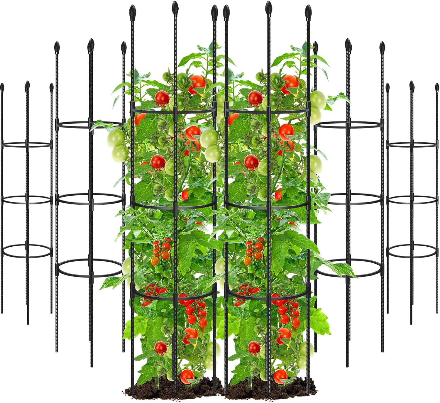 6 Pack 50 Inch Adjustable Garden Trellis 2 in 1 Tomato Cages Tomato Plant Support Trellis Adjustable Plant Cage for Potted Plants Flower Vines