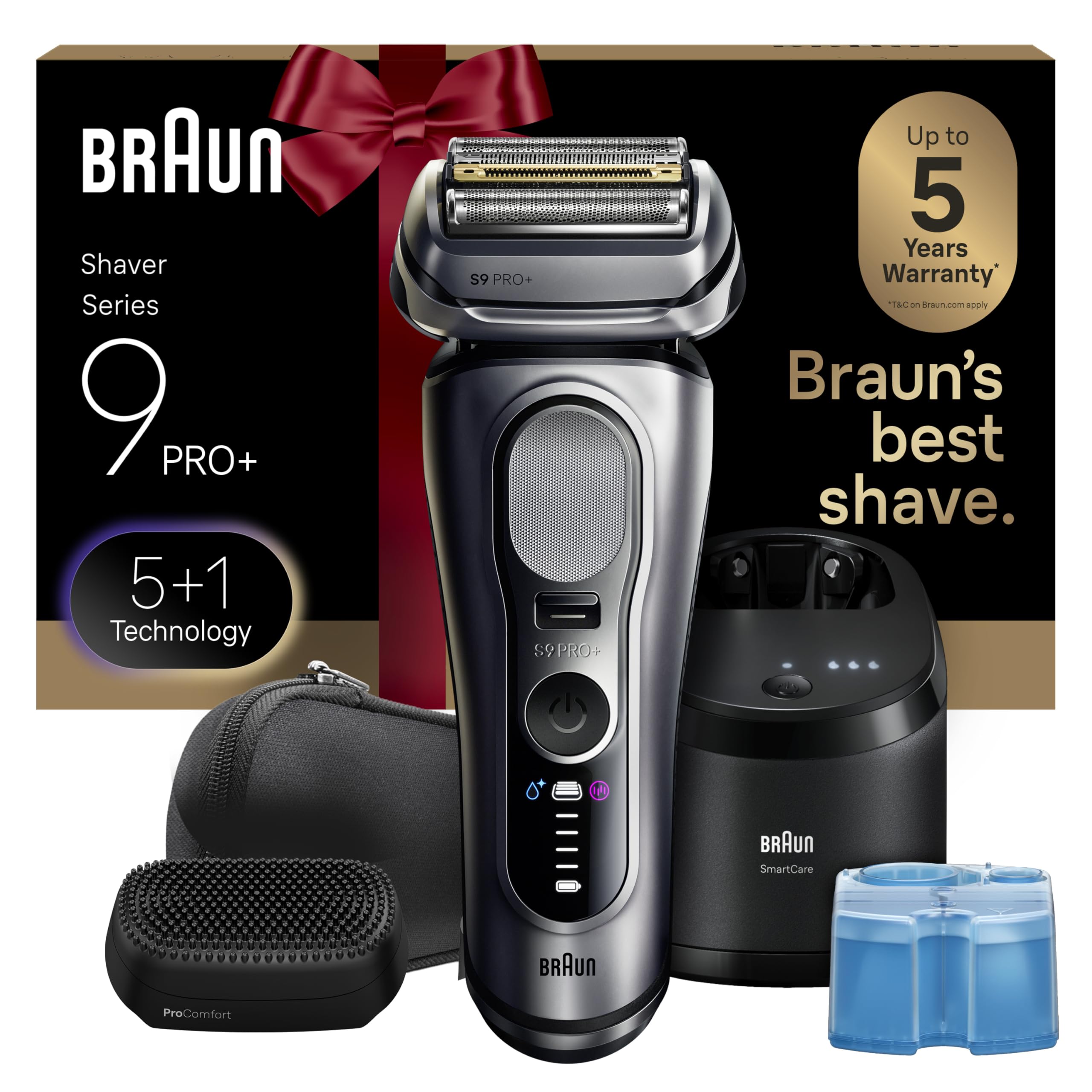 Braun Series 9 PRO+ Electric Shaver, Wet & Dry Razor, Pro SensoAdapt, 6in1 SmartCare Center, 9697CC, Silver, Holiday Gifts for Men