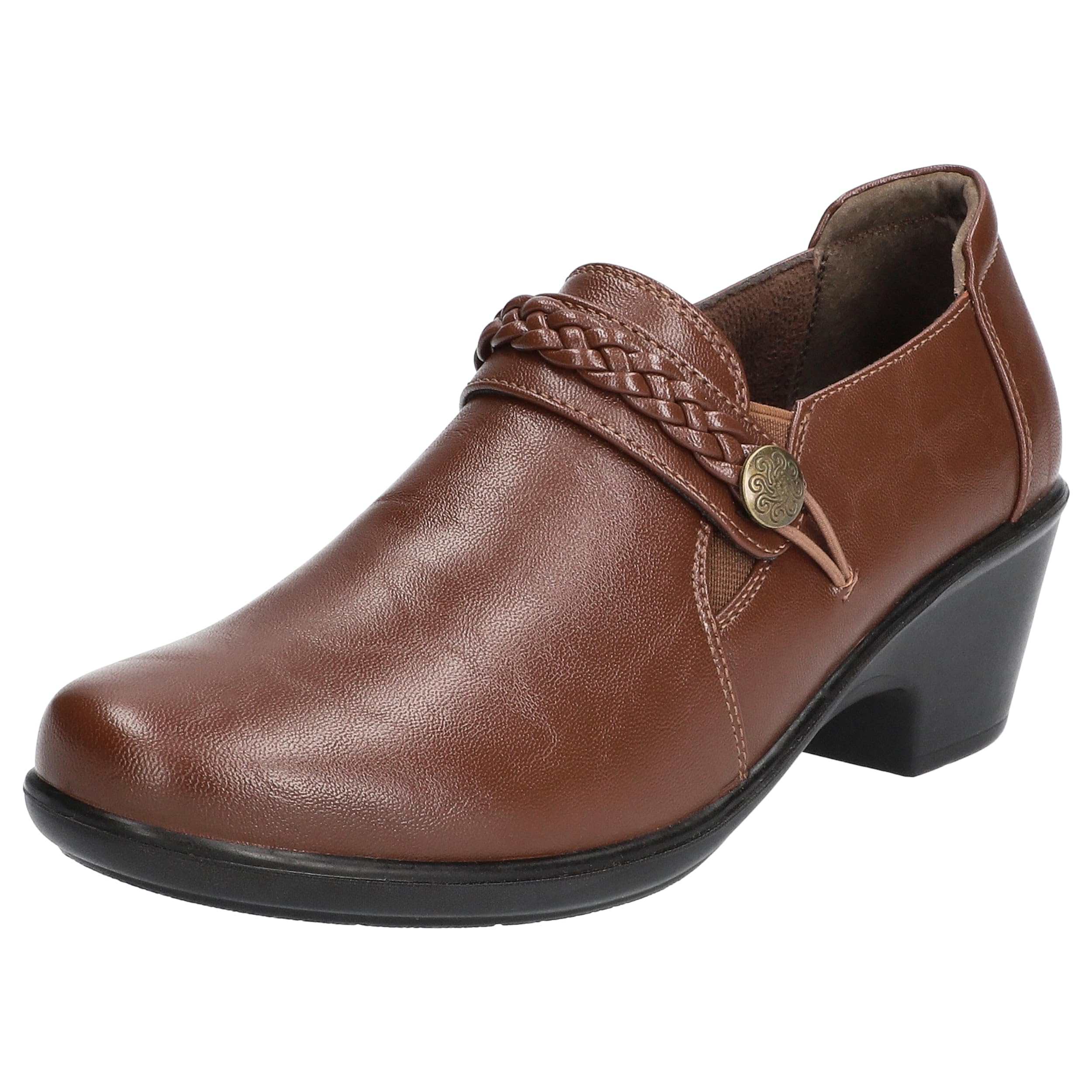 Easy Street Womens Amber Block Heeled Bootie Tan 8 5