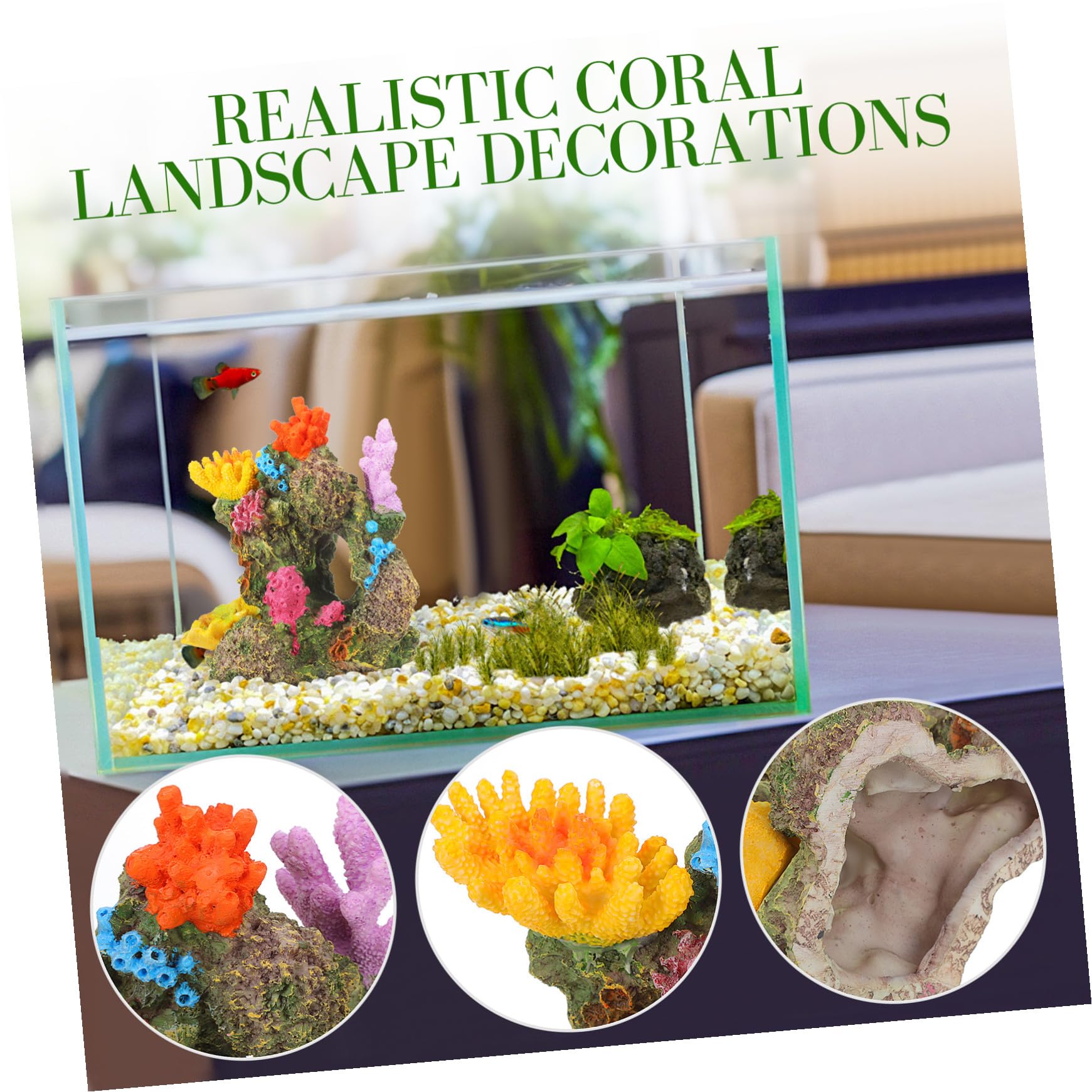 TOYANDONA Decoración de Coral Artificial Resistente para Acuarios Escultura Decorativa Vibrante y Segura Cueva Ornamental para Paisajes Submarinos Peceras