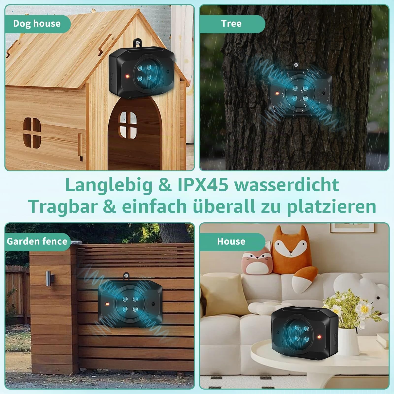Anti Bell Gerät Hunde, 55Ft Antibell Ultraschall Gerät mit Fernbedienung, 3Modi Ultraschall Dog Silencer Innen Draußen, Hundeabwehr Ultraschall für Kleiner Großer Mittelgroßer