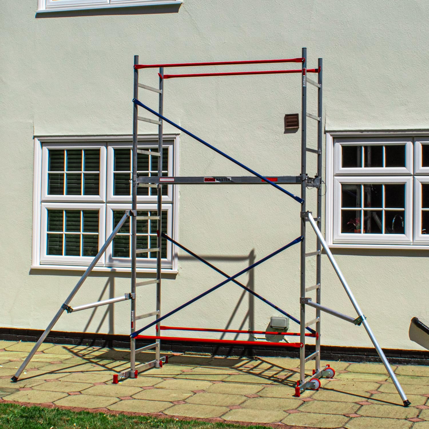 Bps Access Solutions Home Master Diy Scaffold Tower | Aluminium At-Home Scaffolding | 150Kg Load Capacity, Quick Assembly, Trapdoor Platform | 5M + 2 Outriggers