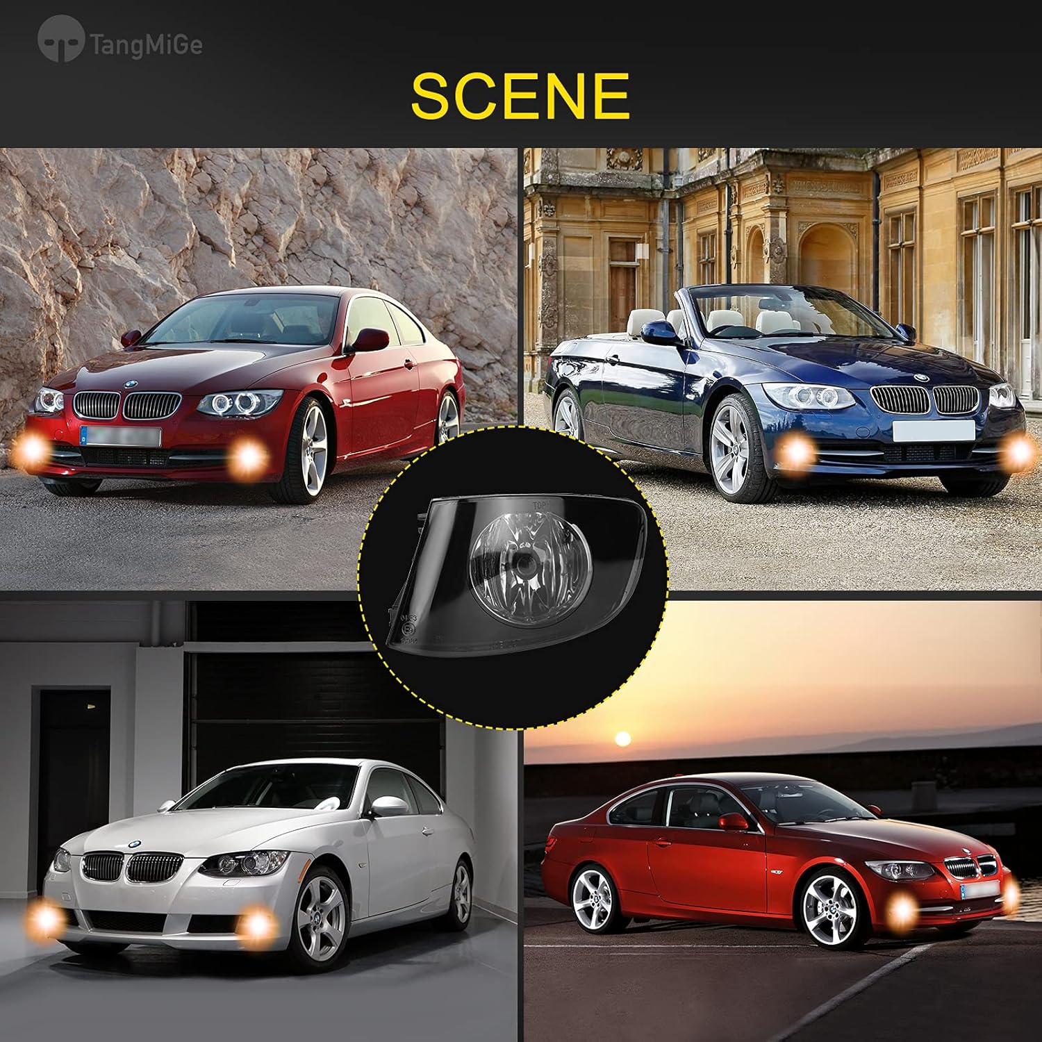 TangMiGe Fog Lights for BMW E92 E93 (323i Sedan, 328i 335i 335is Convertible, 328i 328xi 335i 335xi 335is Coupe, 335i xDrive Sedan), All w/o M-Package Bumper, 3 Series Lamps, 2007-2011, 1 Pair, Smoke