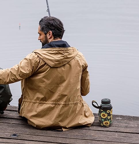 Miniatura 5 de Paquete de 2 fundas aislantes reutilizables de neopreno para botella de agua con asa para botella de agua deportiva de boca ancha de 32 onzas (se