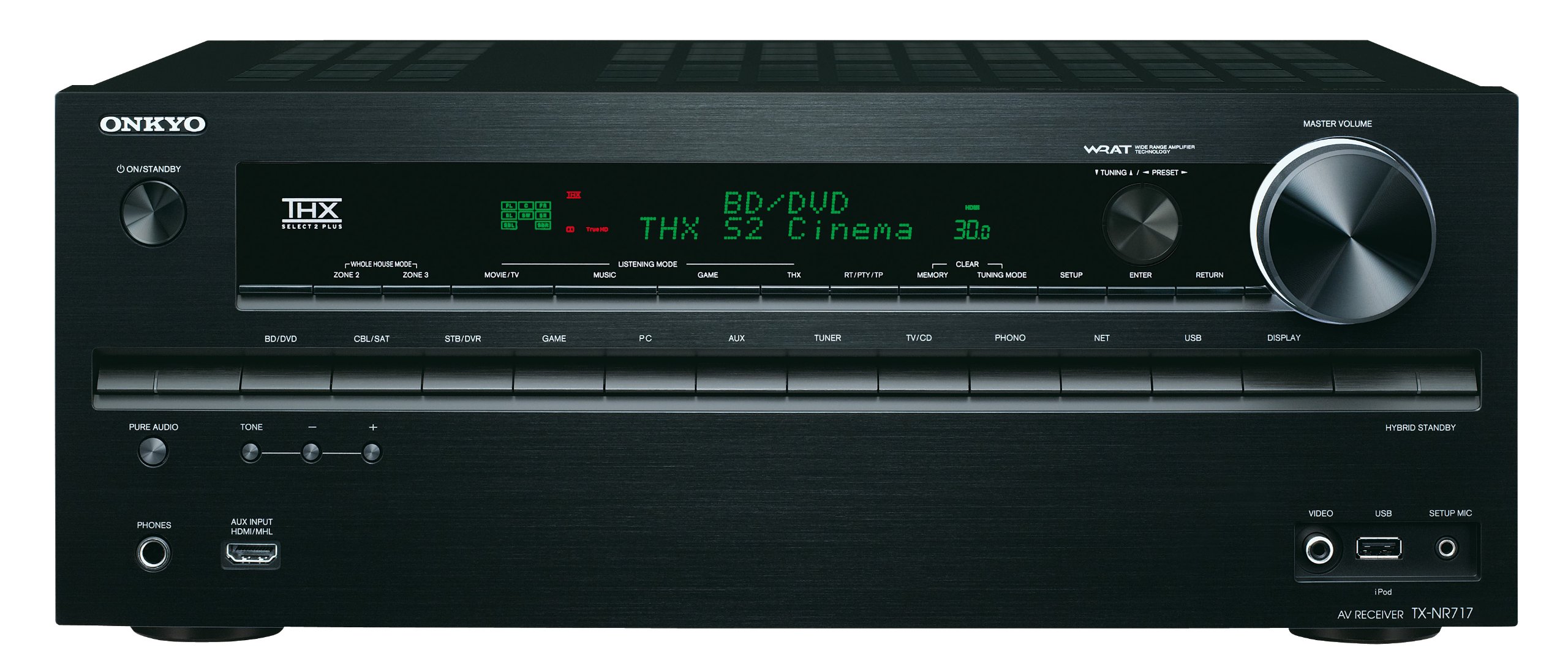 Onkyo TX-NR717 Sintoamplificatore A/V 7.2 THX Select2 Plus (3D Ready, Audio HD, Network, Scaler video 4K, USB x iPod/iPhone) colore: Black