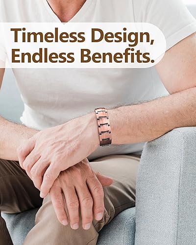 Miniatura 9 de Feraco Copper Bracelet for Men 3X Strength,Magnetic Therapy Bracelet Copper Jewelry with Powerful 3800 Gauss Magnets