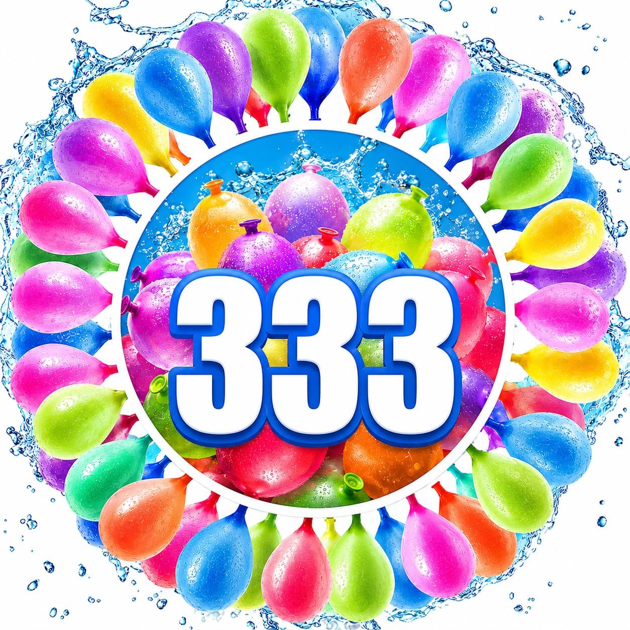 333 PCS Water Balloons for Kids & Adults, Quick Fill Self Sealing Water Bombs in 10 Seconds, Colorful Balloons for Outdoor Garden Beach Pool Summer Party Water Fight