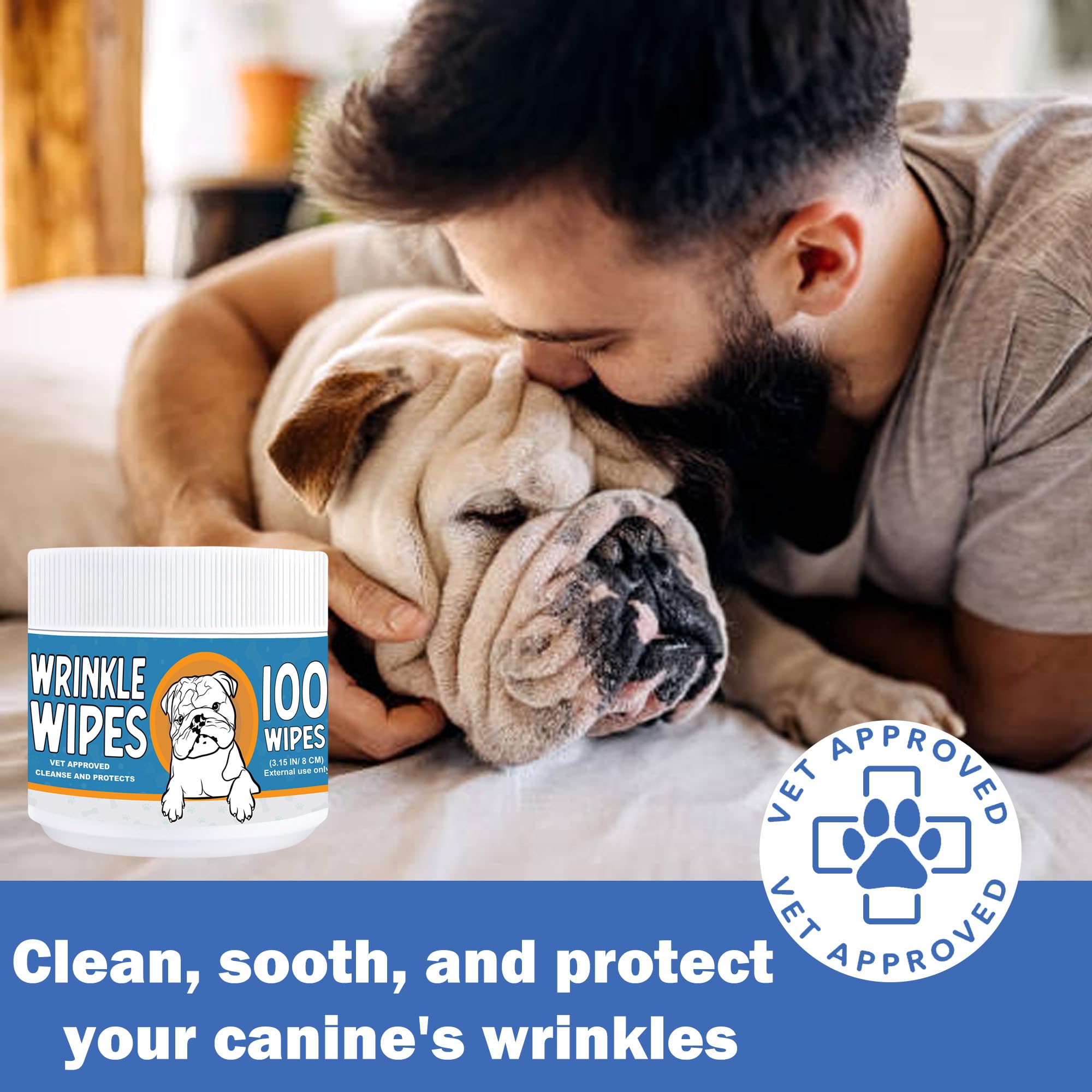 PUMBLER Wrinkle Wipes French Bulldog, 100 Count Plant-Based Formula Dog Face Wipes, Cleans and Soothes Wrinkles and Folds - Image 3