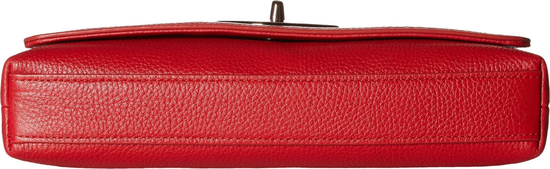 COACH Bandolera cruzada de piel de guijarro pulida para mujer, color rojo verdadero, talla única, Rojo -, Small