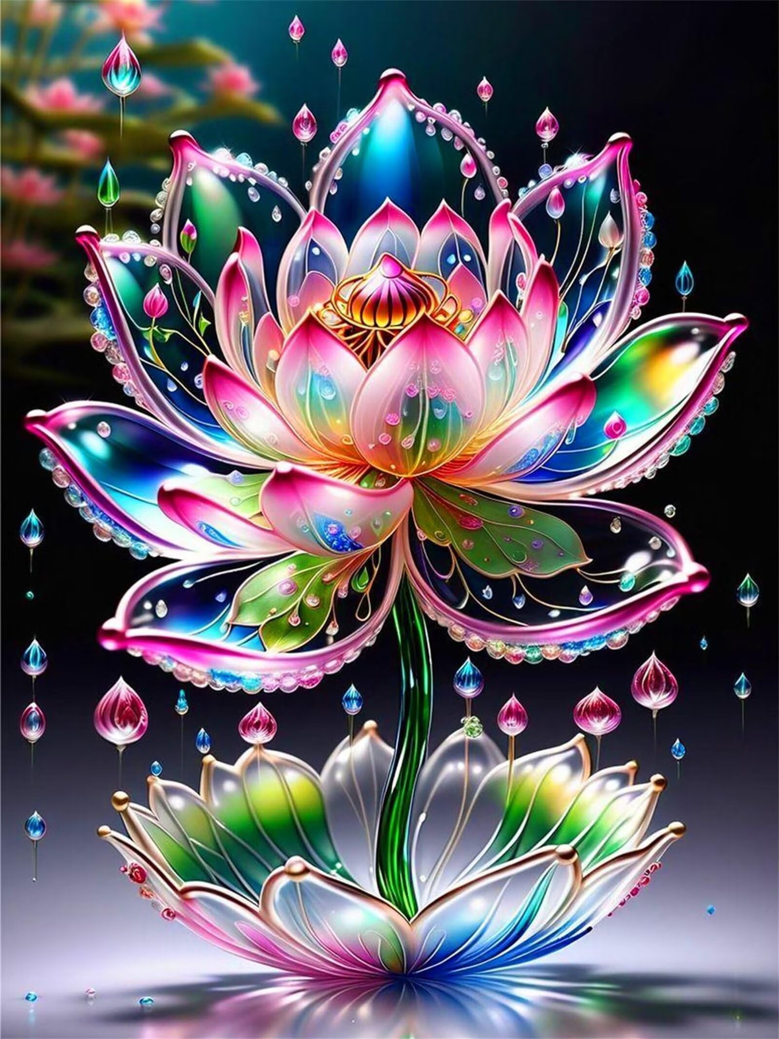 Puzzle 2000 sztuk, kolorowe kryształowe lotosu puzzle dla dorosłych, puzzle sztuka dla dorosłych, gry relaksacyjne i inteligencja, puzzle do gry rodzinnej prezent