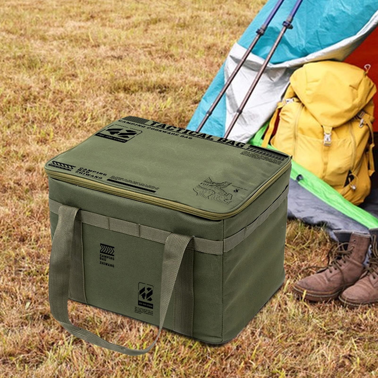 Borsa portaoggetti da campeggio, 42 l, resistente, pieghevole, per viaggi, palestra, cucina, lavanderia, traslochi, spesa, imballaggio universitario