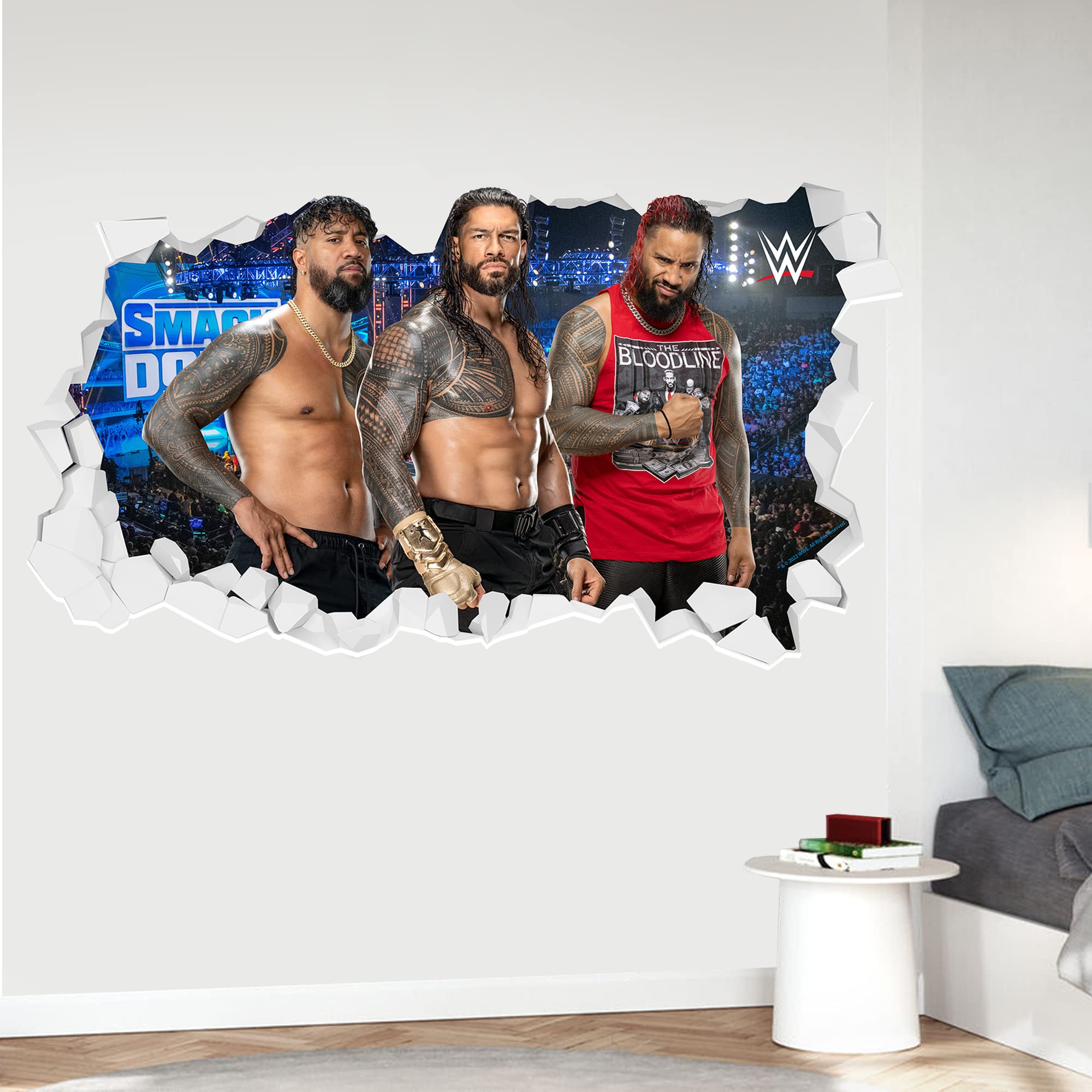 WWE Wall Sticker - Bloodline Broken Wall Decal Wrestling Mural Art (180cm Width x 100cm Height)