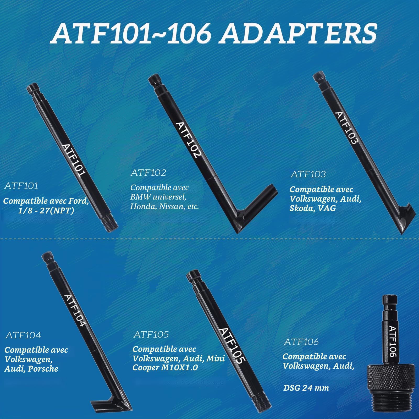 3L Pompe à Liquide de Transmission avec 12 adaptateurs ATF pour vidange et remplissage Compatible avec Ford, VW, Audi, BMW, Porsche, Skoda, Nissan, Honda, etc.