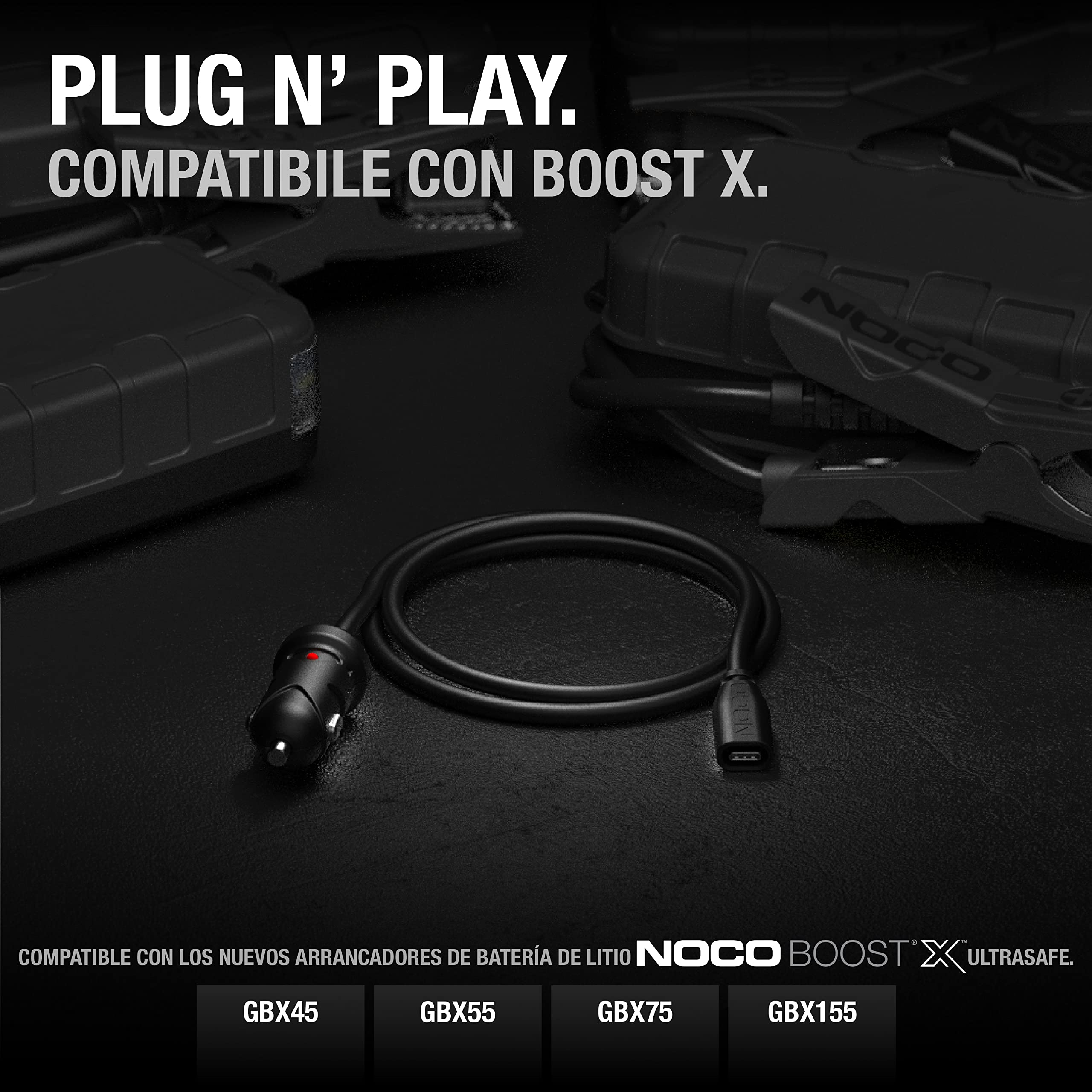 NOCO Boost X GBX45, Arrancador de Batería de Coche 1250A, Booster de Bateria Portátil & GBC011 Boost X Cargador de Coche 12V 65W para Arrancadores Auxiliares de Litio GBX45, GBX55