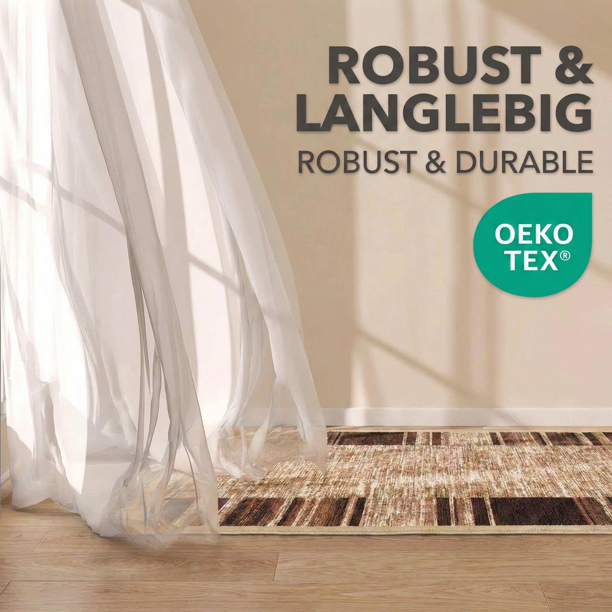 Floordirekt Tapis de couloir Navona - Pour cuisine, couloir et salon - Tapis à boucles fines - Antidérapant et antistatique - Tapis de couloir (beige, 80 x 300 cm)