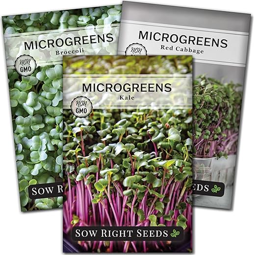 Sow Right Seeds - Superfood Microgreen Seed Mix for Growing - Instructions to Quickly Sprout Your Own Healthy Microgreens - Plant Indoors with no Special Equipment - Non-GMO Seeds for Sprouting