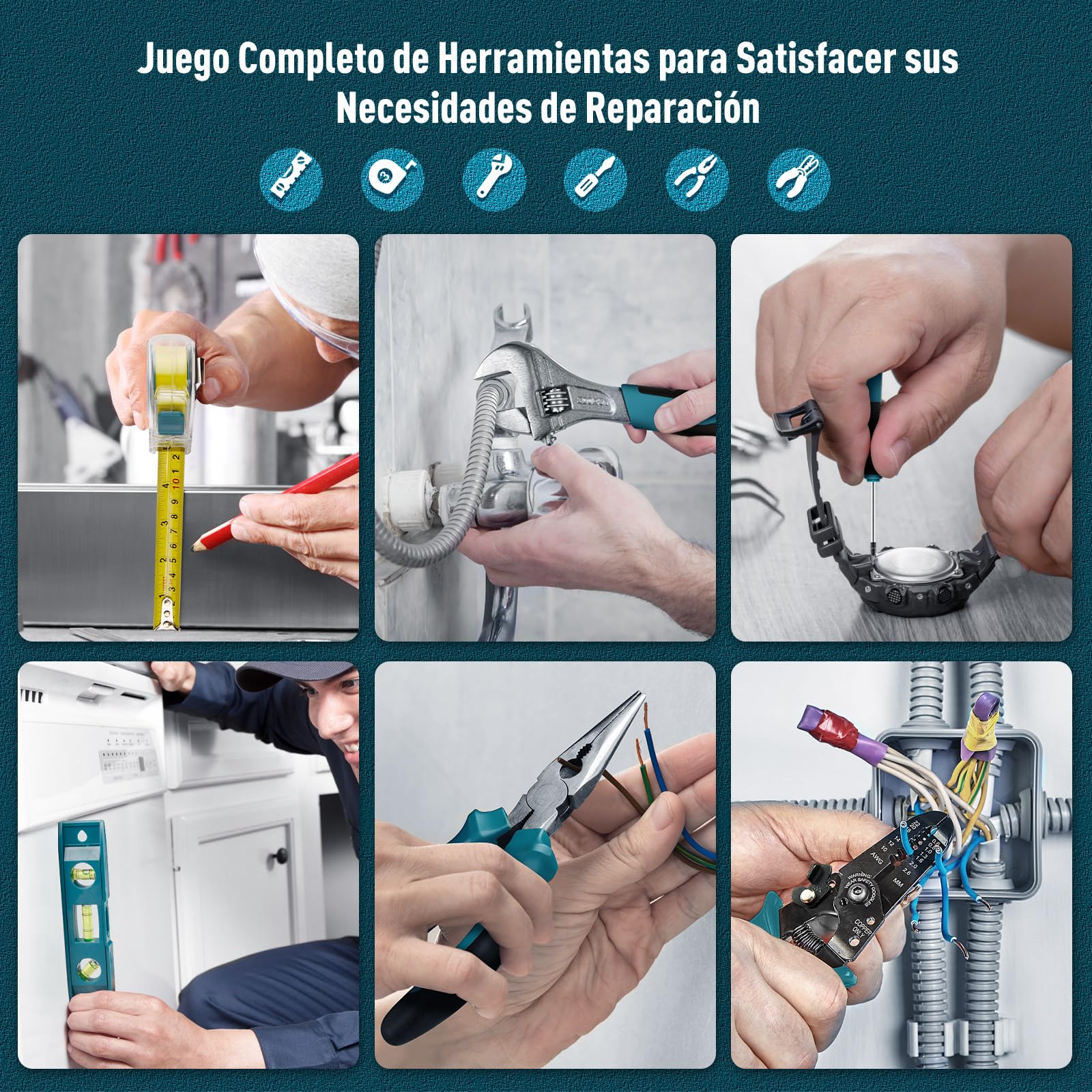 Sundpey Caja de Herramientas Completa 281 Piezas - Juego de Herramientas Portátil con Juego de Llaves de Trinquete Juego de Destornilladores Llaves Hexagonales Métricas, Alicates y Caja Herramientas