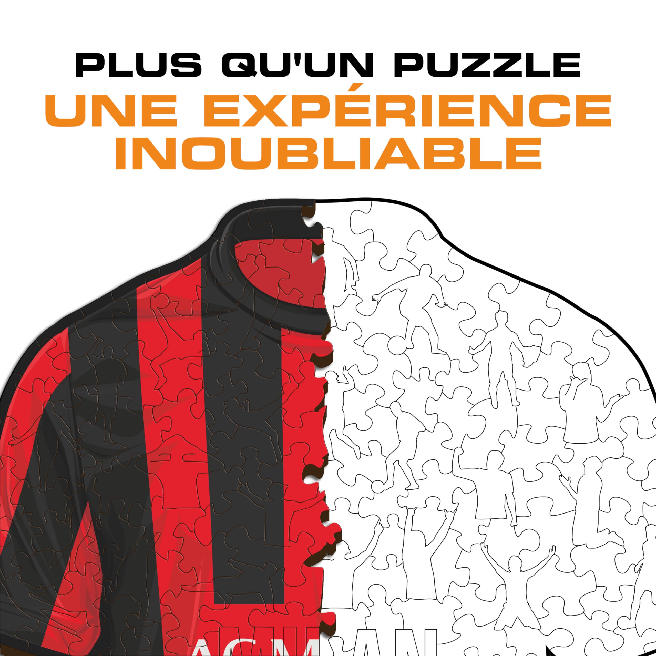 Iconic Puzzles, Puzzle Milan Jersey, 100% éco-Durable en Bois avec Licence Officielle, Taille S, 150 pièces