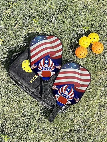 Miniatura 7 de Pickleball Paddles USAPA Approved 2 Lightweight Graphite Rackets with 4 Balls & 2 Retrievers Grip Tapes & Carry Bag Graphite Carbon Fiberglass Face