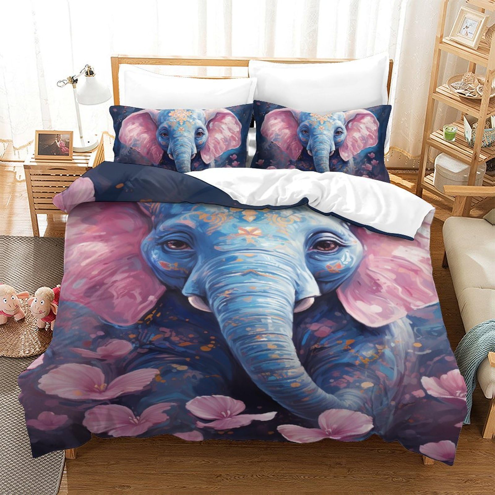 Housse de couette éléphant 3D pour une chambre d'enfant style safari