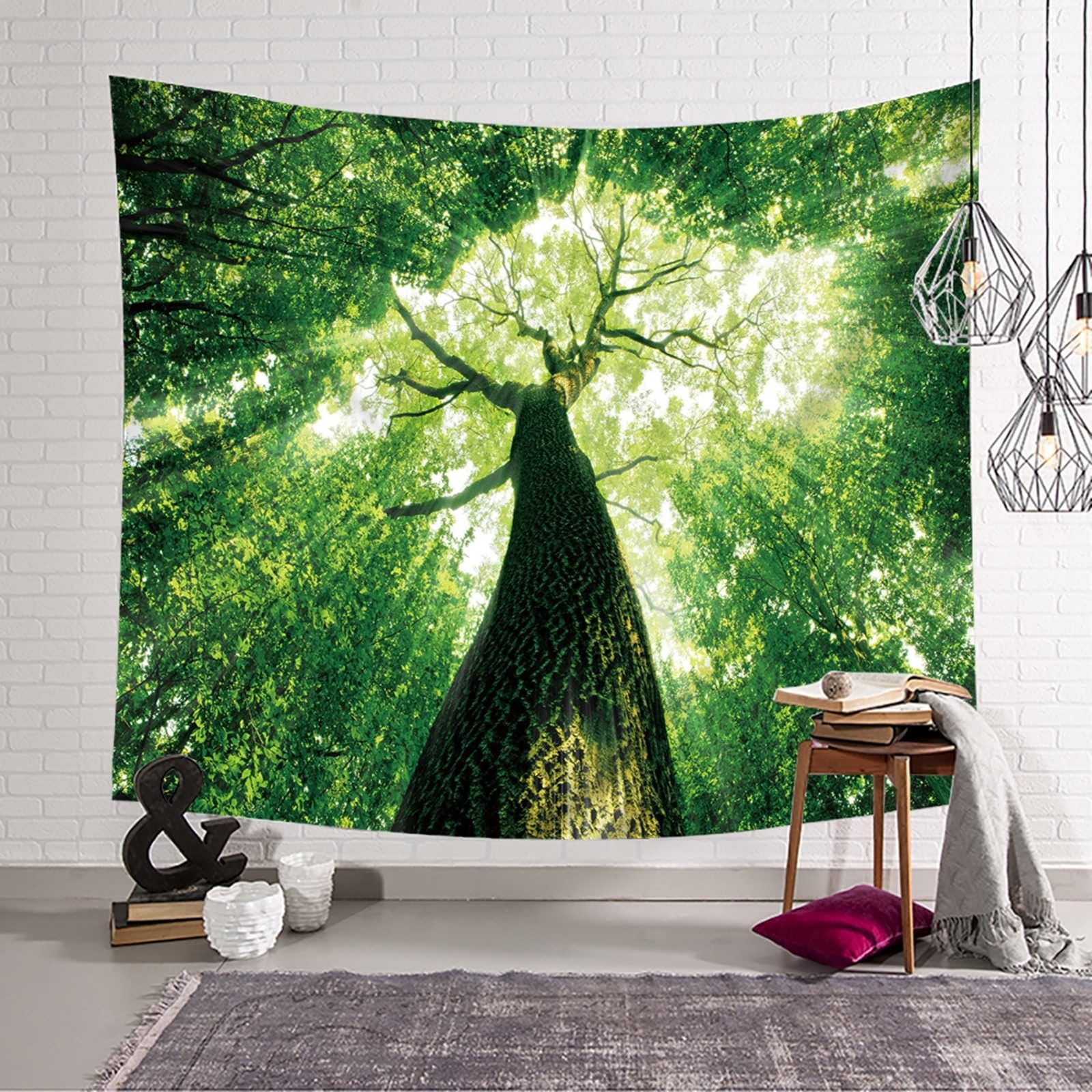 Tapiz de poliéster para colgar en la pared, 300 x 256 cm, para dormitorio, salón, color verde