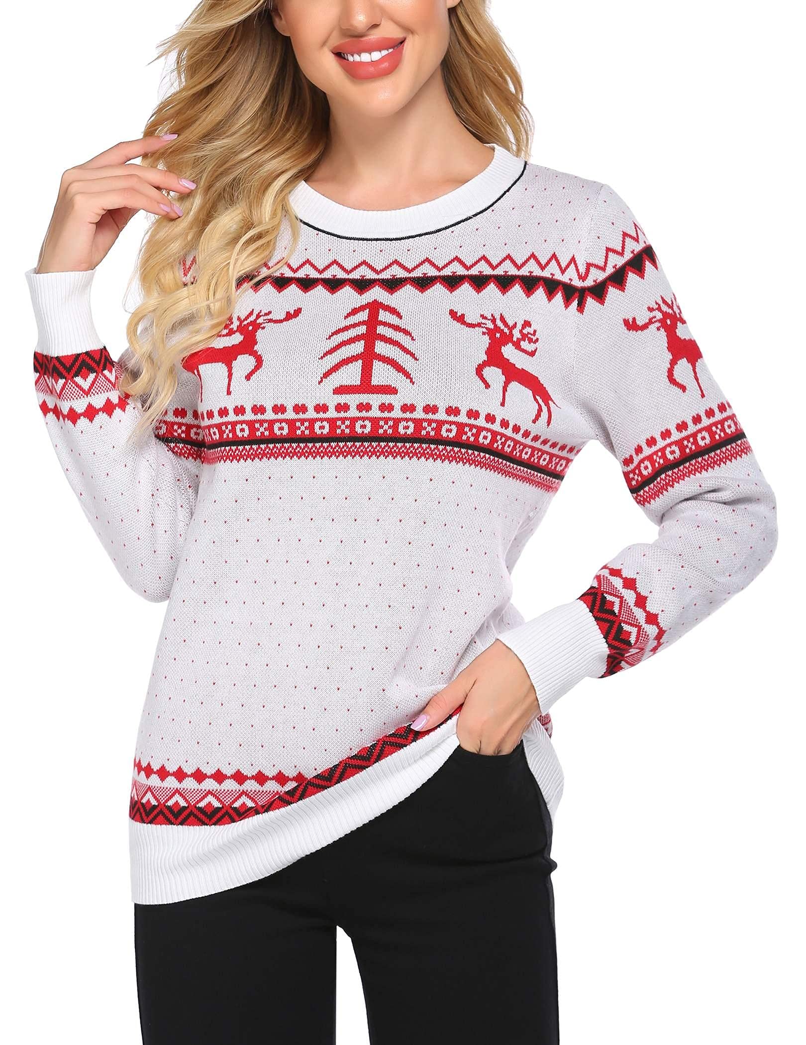 UNibelleWomen's Ugly Christmas Sweater Christmas Tree Reindeer Pullover Jumper,S-XXL