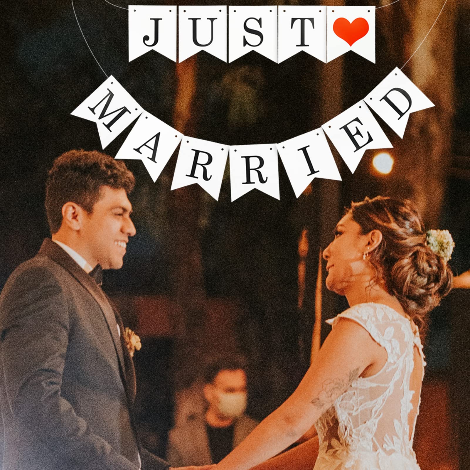 Set 5 Lattine Just Married Per Auto - Decorazione Matrimonio In Metallo 10.5x6.5 Cm - Foto 6