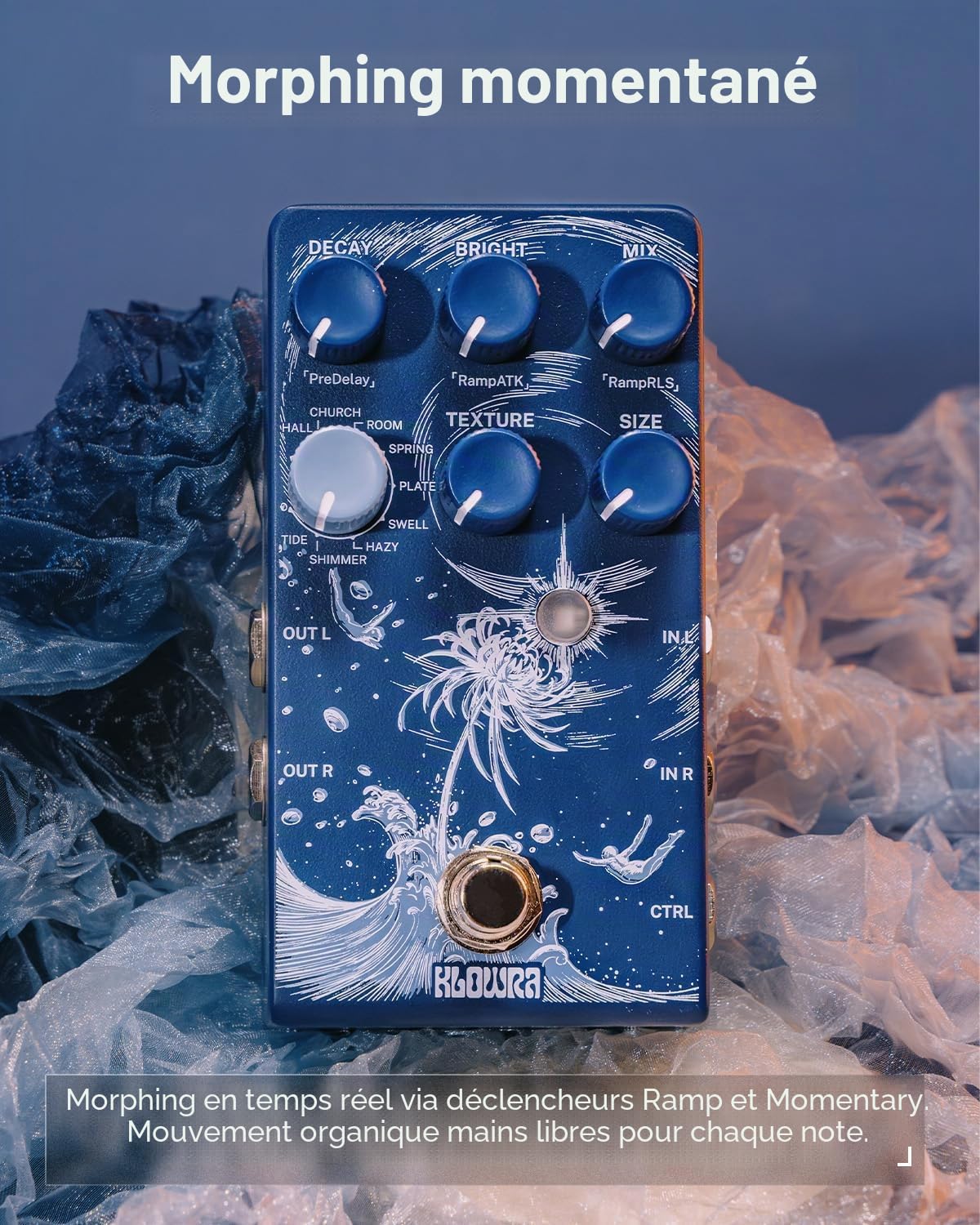 Pédale de Réverbération Stéréo Limbo avec Shimmer, Tide & Freeze - 9 Effets Ambiants pour Guitare Électrique, Basse & Synthé - Analog Dry-Through - Idéal pour Worship, Shoegaze & Live