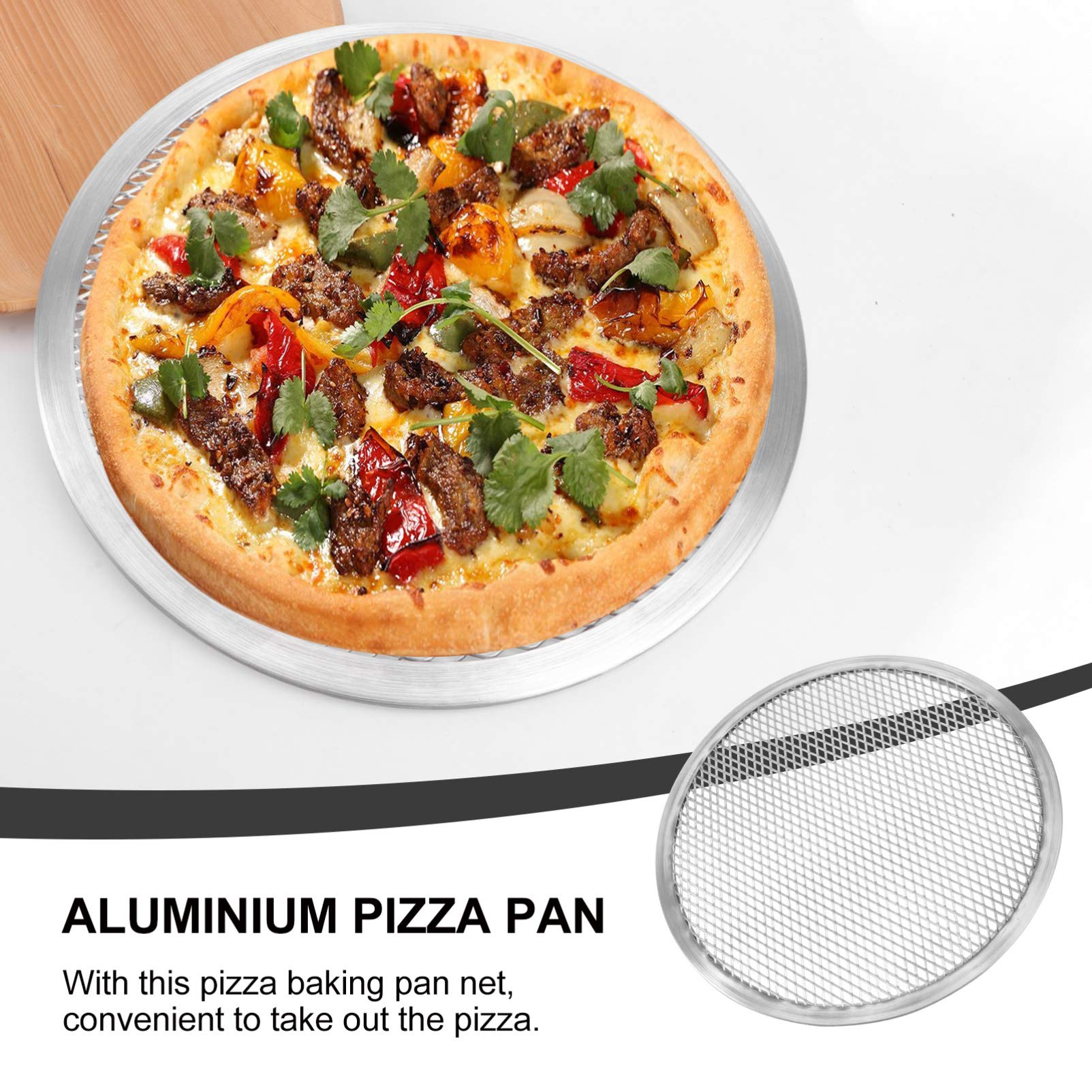 BESTonZON Round Stainless Steel 15Inch Pizza Baking Pan Metal Screen 2 PCS