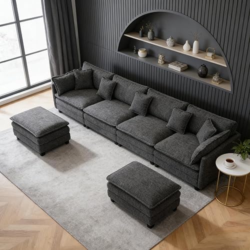 Miniatura 12 de Sofá seccional, cómodo sofá modular de nube, sofá modular de asiento profundo, sofá moderno en la nube, sofás modulares para sala de estar,