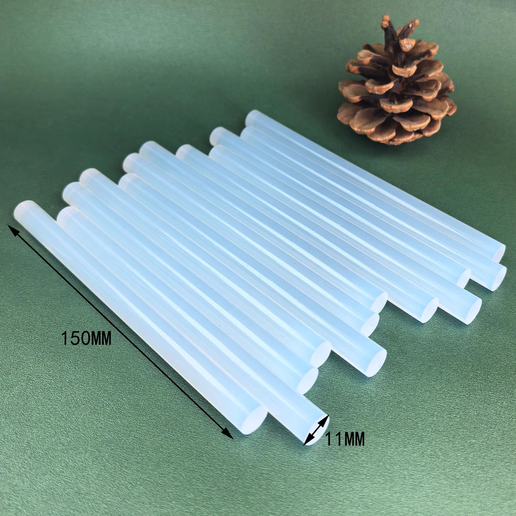 12 bastoncini per colla a caldo, 11 mm x 150 mm, trasparenti, per pistola per colla a caldo