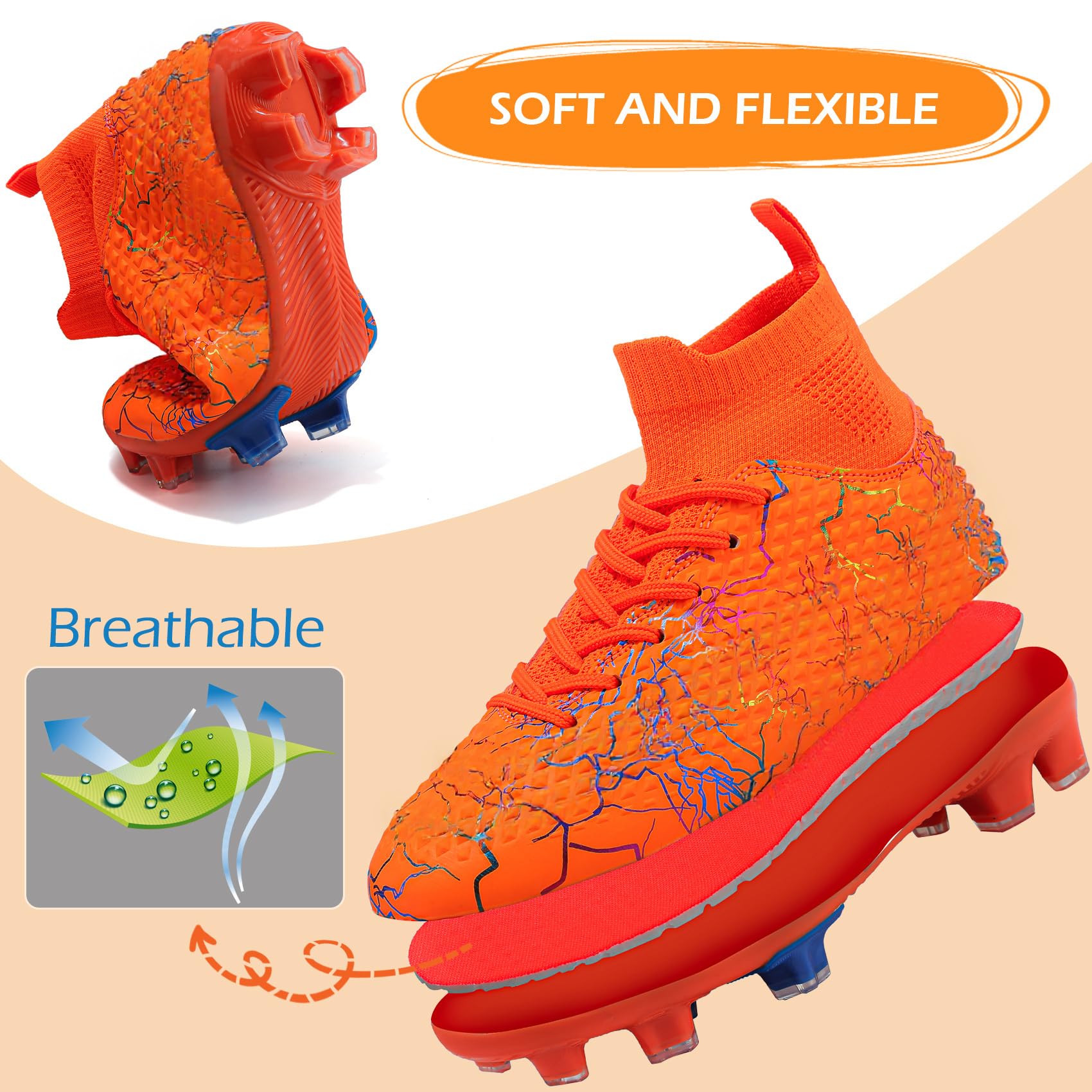 PiDaGlobal Scarpe da Calcio Bambini e Ragazzi Tacchetti da Professionali attività all'aperto Scarpe per Competizioni e Allenamento Scarpe da Calcetto per Adolescenti