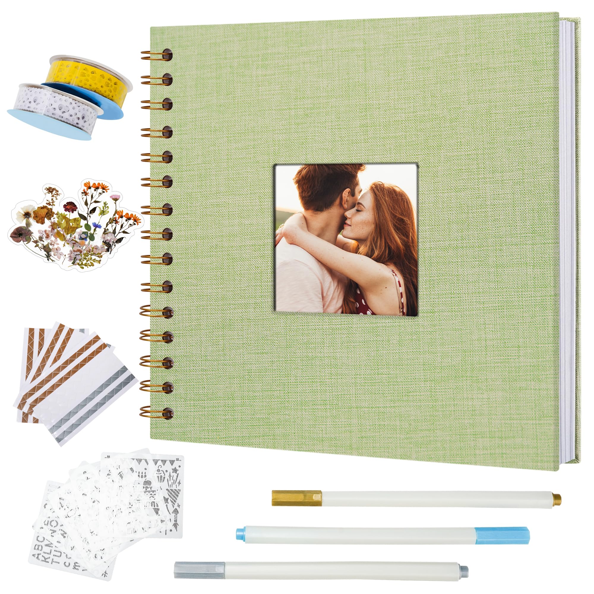 Vienrose Scrapbook Album - Linen Cover & Supplies -15
