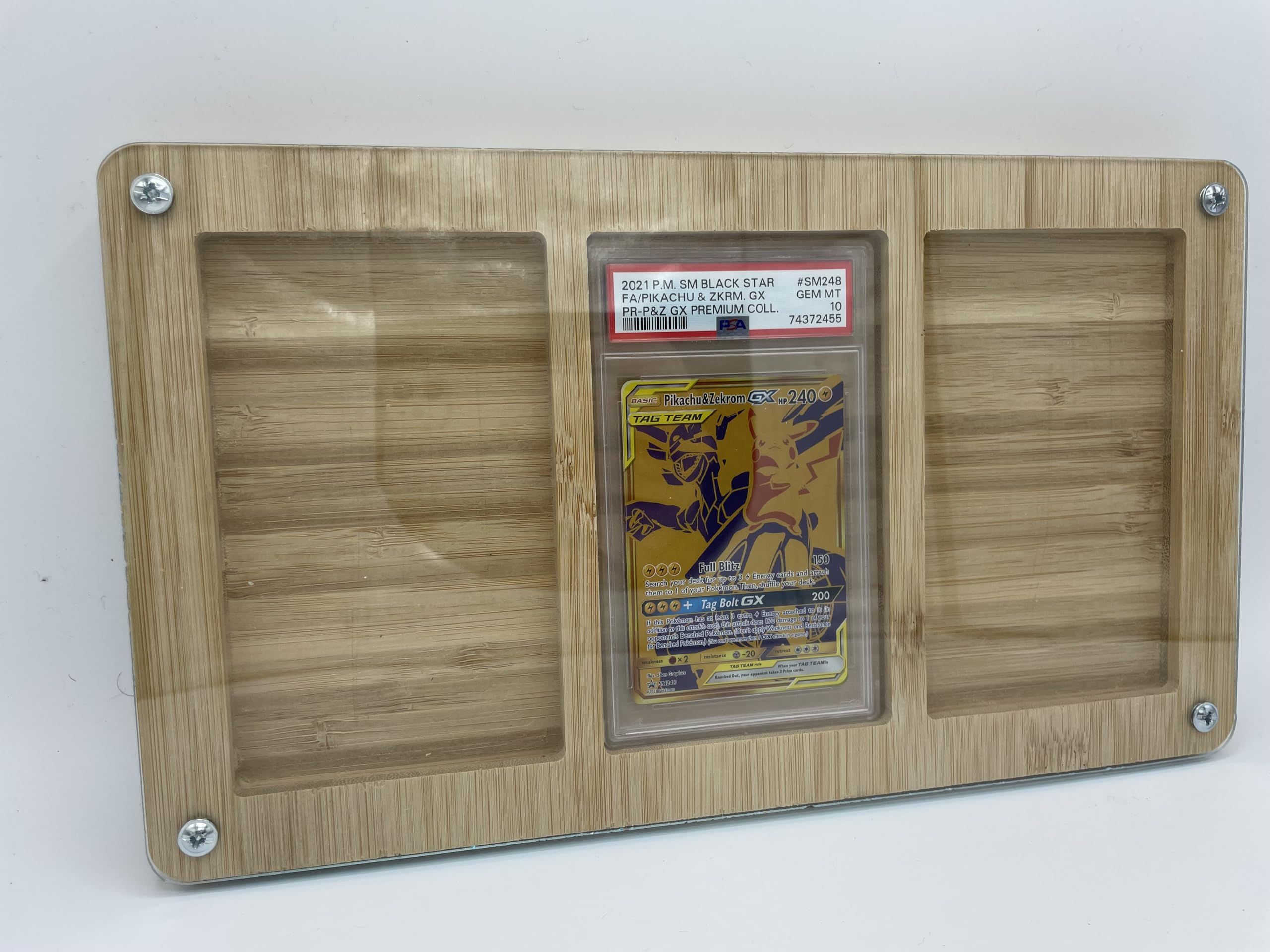 TCG Trading Card Games - Soporte de madera de bambú para 3 tarjetas coleccionables de grado PSA